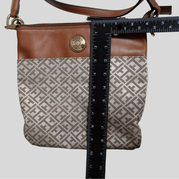 Tommy Hilfiger Brown Faux Leather & Monogram Crossbody Bag, Tan Taupe Purse - Picture 4 of 8
